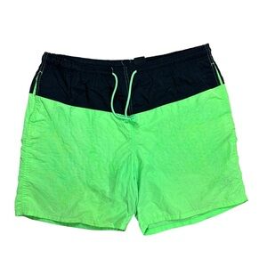Vintage 90s Express Surf Green Black Windbreaker Shorts Size XL